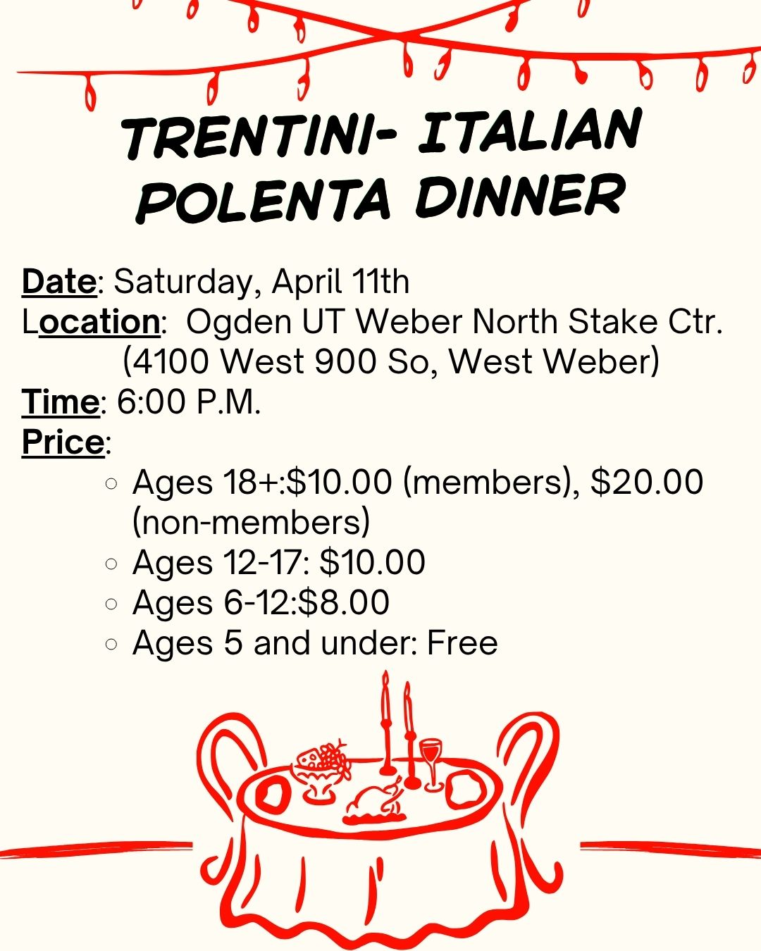 Trentini-Italian Polenta Dinner Flyer